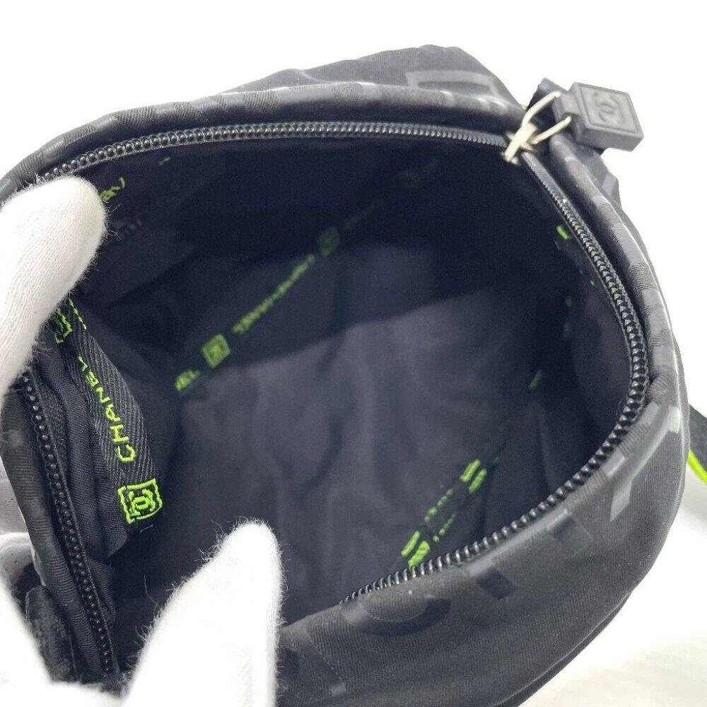CHANEL Sports line logo Cluch Bag Pouch Nylon Black - Picture 6 of 12